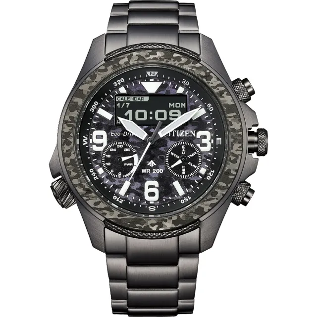 【CITIZEN 星辰】Promaster 35週年限量 陸 叢林迷彩光動能液晶顯示手錶 開學禮 送禮 推薦(JV1008-63E)