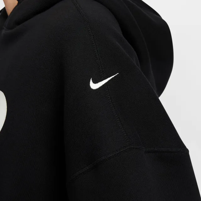 【NIKE 耐吉】長袖上衣 女款 帽T 運動 毛圈布 AS W NSW OS FLC CROP PO HDY DA 黑 FV7778-010(3S4030)