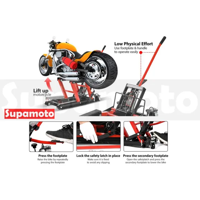 【Supamoto】機車維修升降台―重型1500LBS (千斤頂/平台/油壓/停車架/頂高器/駐車架/起落架/中柱)