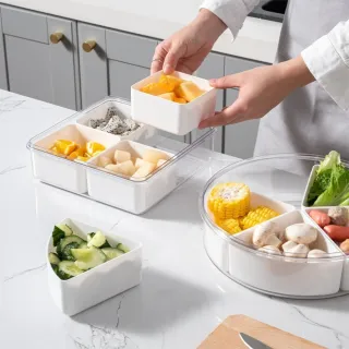 【茉家】食品級材質火鍋備料保鮮盒(圓型五格款3入)
