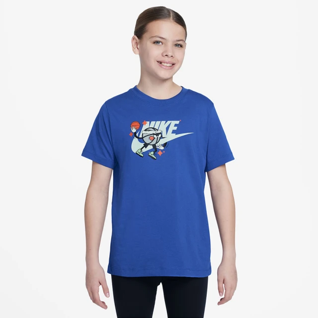 NIKE 耐吉 短袖上衣 童裝 大童 男女童 運動 K NSW TEE BASKETBALL 藍 FZ5123-480