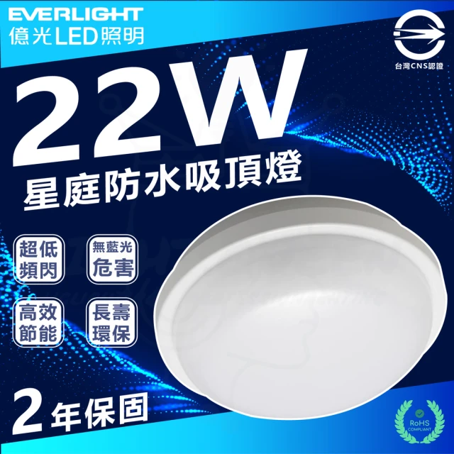 Everlight 億光 4入 22W 星庭 LED吸頂燈 防水吸頂燈 IP65(白光/中性光/黃光)