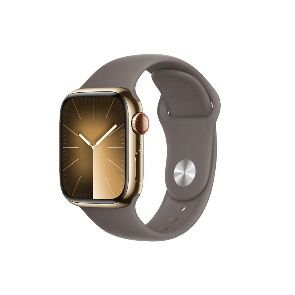 【Apple】Watch Series 9 41公釐不鏽鋼錶殼搭配運動型錶帶(LTE版)