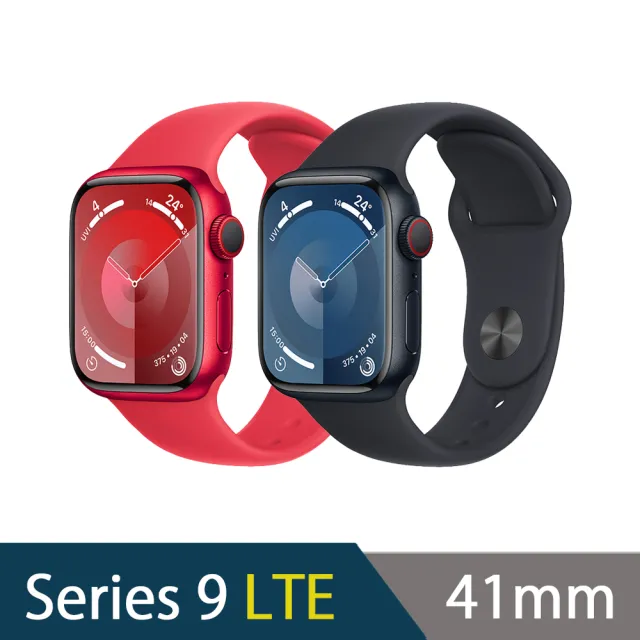 【Apple】Watch Series 9 41公釐鋁金屬錶殼搭配運動型錶帶(LTE版)