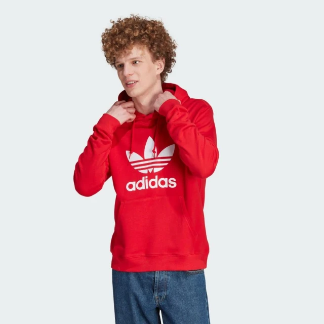 adidas 愛迪達 上衣 男款 長袖上衣 帽T 運動 三葉草 新年 TREFOIL HOODY 紅 IM4497