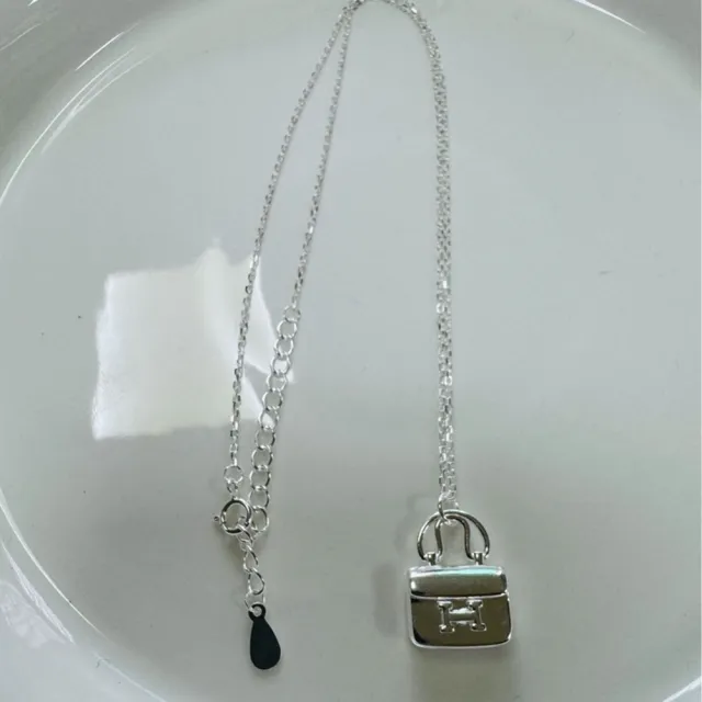 【米蘭精品】現貨+預購 925純銀項鍊包包吊墜(時尚O字鏈手提包鎖骨鏈女飾品74iu90)