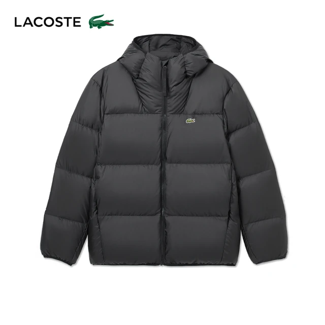 LACOSTE 男裝-短款防潑水羽絨外套(黑色)