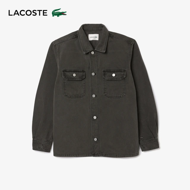 LACOSTE 男裝-Oversize牛仔長袖襯衫(黑色)