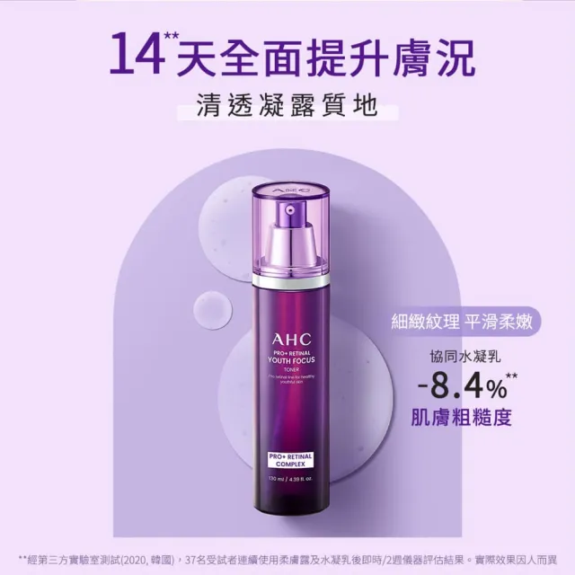 【AHC】PRO+A醛逆時煥活柔膚露130ml(紫濾鏡/超能A醛/抗老)