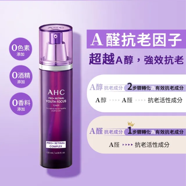 【AHC】PRO+A醛逆時煥活柔膚露130ml(紫濾鏡/超能A醛/抗老)