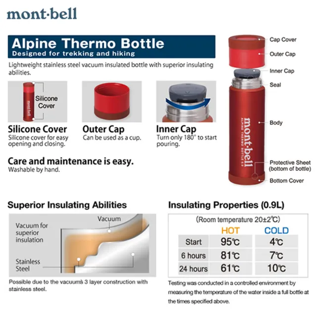 【mont bell】Alpine Thermo Bottle 高山保溫瓶 0.35L(1124765)