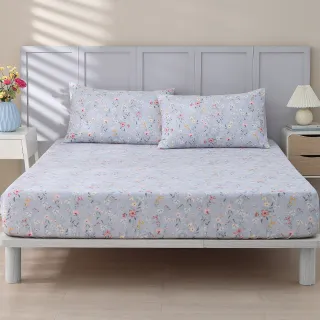 【Tonia Nicole 東妮寢飾】100%精梳棉床包枕套組-水藍花苑(雙人)