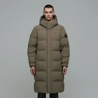 【國家地理服飾官方旗艦】男女同款 CAYMAN PRO 長版羽絨外套 - 米色(匈牙利鵝絨/高保暖)
