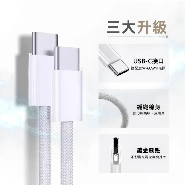 【HANLIN】TPL1M 60W 快充傳輸充電線(快充TYPE-C 安卓 蘋果 通用 1米)
