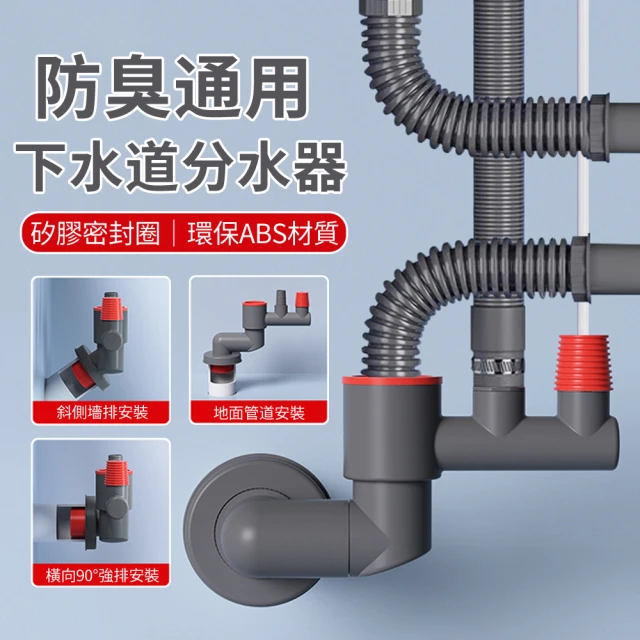 CONI 洗衣機下水管三通地漏轉接頭 廁所防臭防溢水地漏芯塞子 廚房水槽盆排水管分流器