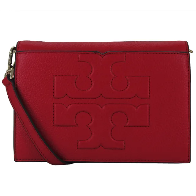 【TORY BURCH】BOMBE-T COMBO典雅荔枝紋衍縫LOGO皮革手拿/肩斜背包(多色任選)