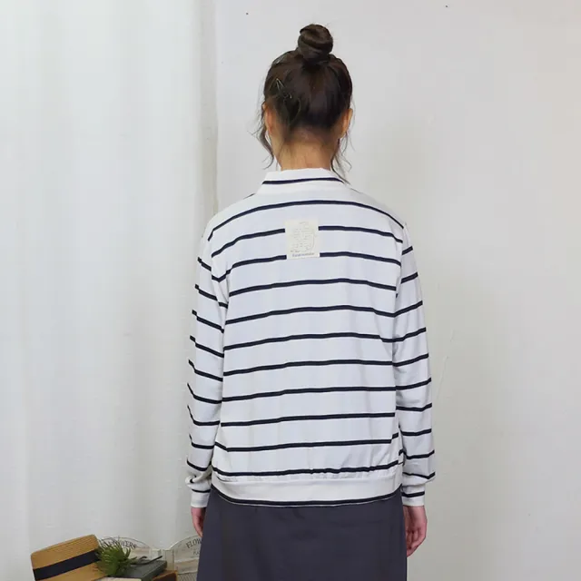 【Hana Mokuba】花木馬日系女裝輕薄拉鏈式立領條紋外套(外套)