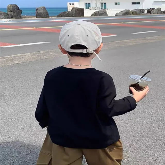 【安朵童舖】現貨韓版兒童薄款寬鬆七分袖上衣女童素色七分袖T恤男童內搭長袖上衣童裝(24/032)