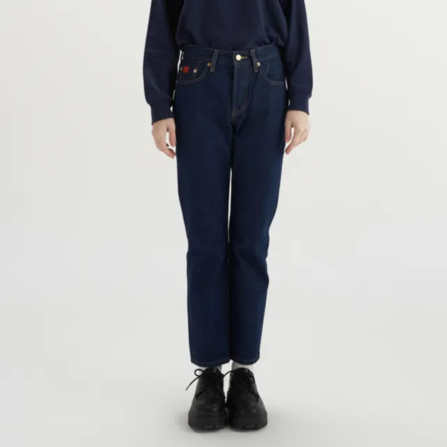【LEVIS】女款 501高腰合身排釦牛仔長褲 / 金耳 / 精工深藍染水洗 熱賣單品 12501-0499
