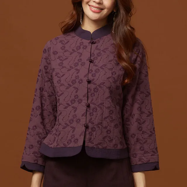 【古典美】古典美08105 刺繡配色外套(棉麻/純棉/亞麻/中國風/漢服/茶禪服/手染服)