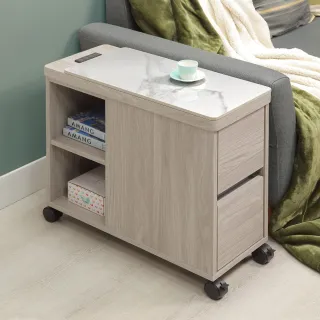 【WAKUHOME 瓦酷家具】法伊恩雲杉木岩板活動沙發邊櫃A005-693
