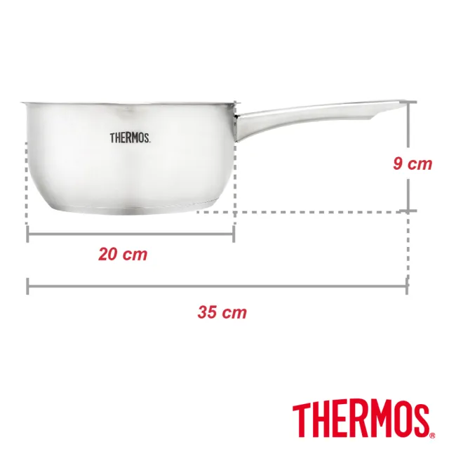【THERMOS 膳魔師】買1送1_不鏽鋼直柄牛奶鍋湯鍋18cm(MLK-S18+MLK-S18)