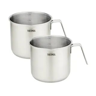 【THERMOS膳魔師】買1送1_不鏽鋼彎柄牛奶鍋湯鍋16cm(MLK-S16B+MLK-S16B)