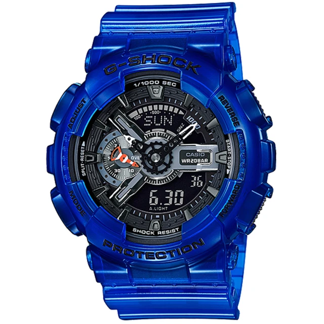 CASIO 卡西歐 G-SHOCK 海水藍 半透明雙顯腕錶 雙12 特惠(GA-110CR-2A)