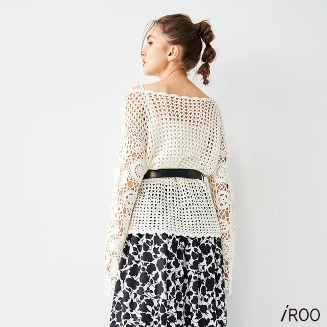 【iROO】復古手勾花卉針織上衣