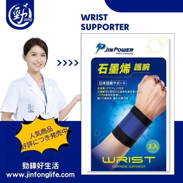 【勁鋒】台灣製石墨烯護腕1雙入(石墨烯×萊卡 護具 高效傳導 彈性優質 醫療級護腕)