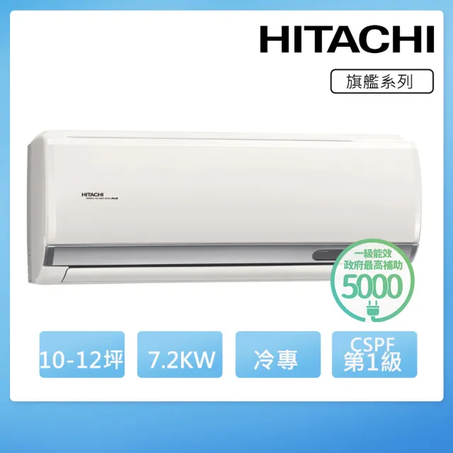 【HITACHI 日立】10-12坪一級能效冷專變頻分離式冷氣(RAC-71QP/RAS-71HQP)