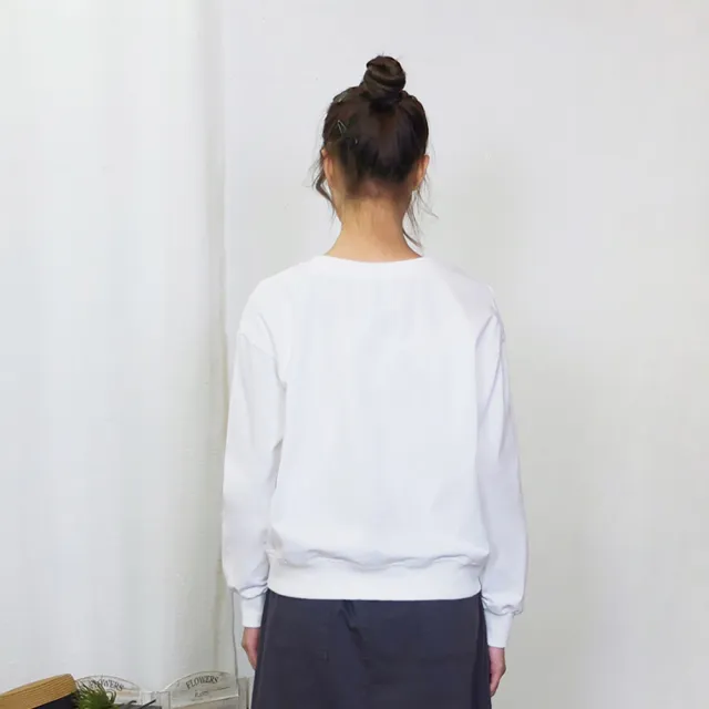 【Hana Mokuba】花木馬日系女裝不對稱剪裁趣味印繡花長袖T恤(T恤)