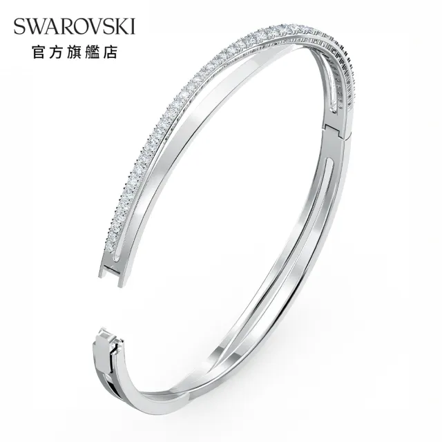 【SWAROVSKI 官方直營】Hyperbola 手鐲 白色 鍍白金色