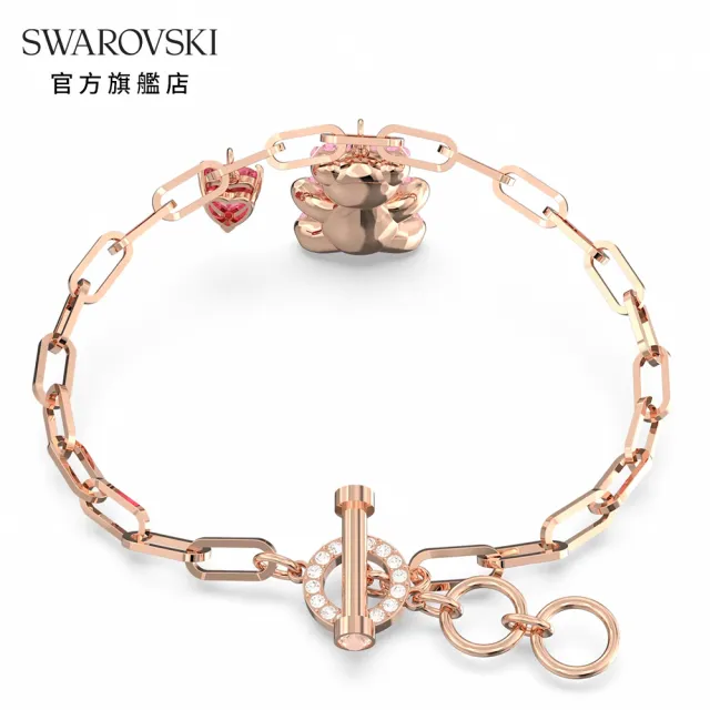 【SWAROVSKI 官方直營】Teddy 手鏈 粉紅色 鍍玫瑰金色調 交換禮物(Teddy 系列)