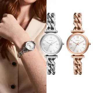 【FOSSIL 官方旗艦館】Carlie系列 羅馬時刻手鍊式女錶 不鏽鋼錶帶指針手錶 28MM｜618 限定(多色可選)