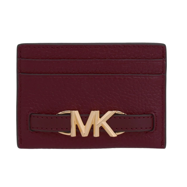 Michael Kors REED系列 金字LOGO 全皮革 名片夾 / 卡片夾(酒紅)