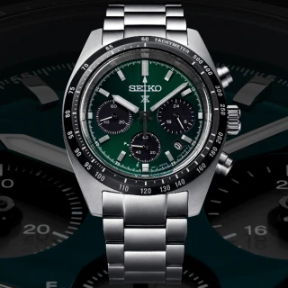 【SEIKO 精工】PROSPEX SPEEDTIMER 綠熊貓三眼太陽能計時錶-39mm雙11限定(V192-0AF0G SSC933P1)