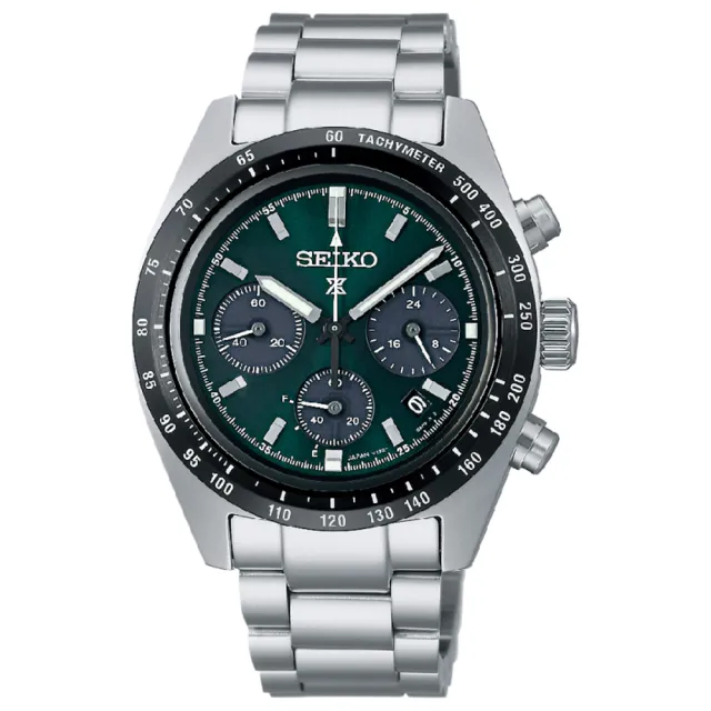 【SEIKO 精工】PROSPEX SPEEDTIMER 綠熊貓三眼太陽能計時錶-39mm 父親節 (V192-0AF0G SSC933P1)