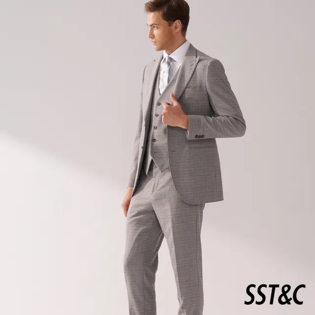 【SST&C】男裝 可機洗系列灰色紋理裁縫西裝外套00012409006(換季65折)