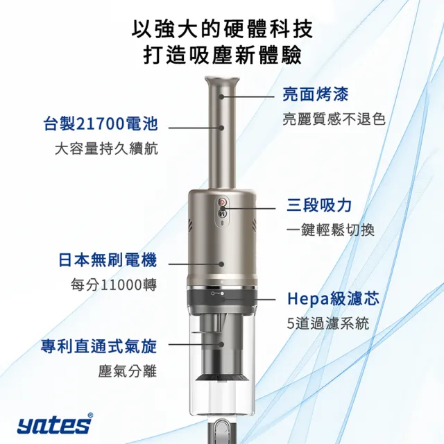 【Yates亞堤斯】台灣製CV-X1 氣旋智慧無線吸塵器 手持式吸塵器 多項專利 超強吸力 除塵螨 標準版