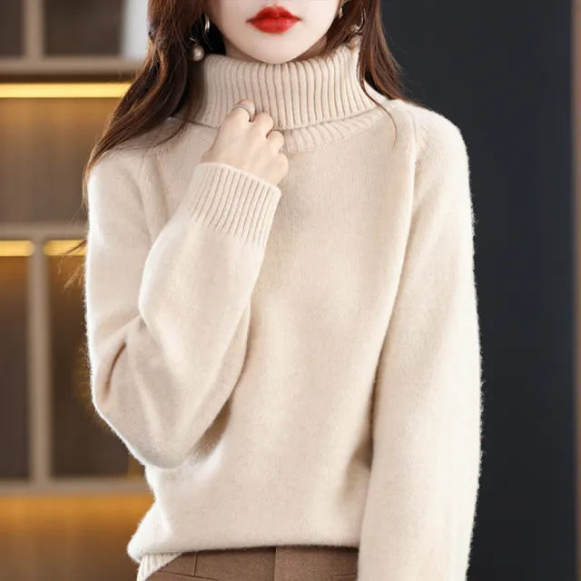 【Very Buy 非常勸敗】預購/秋冬100羊毛衫女裝高領短款加厚寬鬆純色內搭毛衣套頭羊絨針織衫