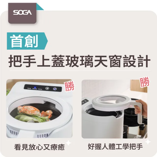 【SOGA】2.5L多功能廚餘機VISION天窗廚餘機(智慧正逆轉/不挑食/低分貝無異味/環保綠肥)