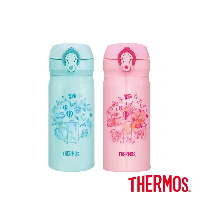 【THERMOS 膳魔師】買1送1_不鏽鋼超輕量彈蓋真空保溫杯500ml+350ml(JNL-502+JNL-352)