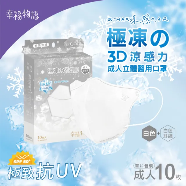 【BenQHealth 明基健康生活】幸福物語 極凍舘3D立體醫療口罩10片/盒x4盒(瞬間涼感 成人、XL雙尺寸)