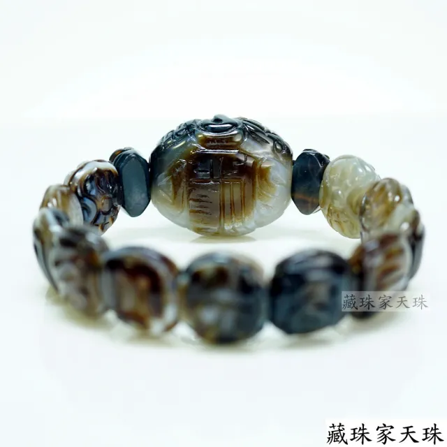 【藏珠家】精品財咒天眼+黑袍金剛護法天珠手鍊-手排