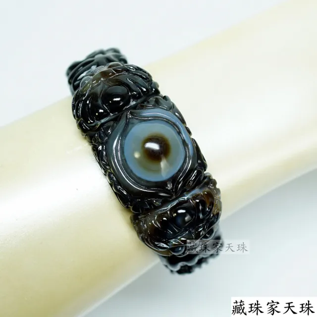 【藏珠家】精品財咒天眼+雙龍+黃財神天珠手鍊-手排