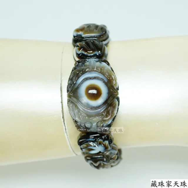【藏珠家】精品雙龍拱珠+黃財神咒天眼天珠手鍊-中手排