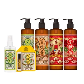 【美吾髮】momo獨家 艾系列 六六大順招財淨化組 淨化+招財+招福+檀香潔淨露330ml+除穢噴霧+提神滾珠(開運)