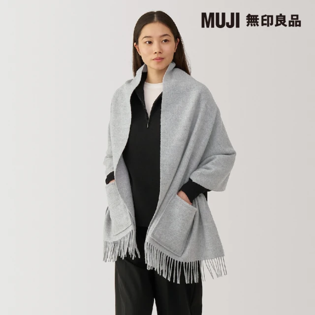 MUJI 無印良品 羊毛附口袋大判披肩(共3色)