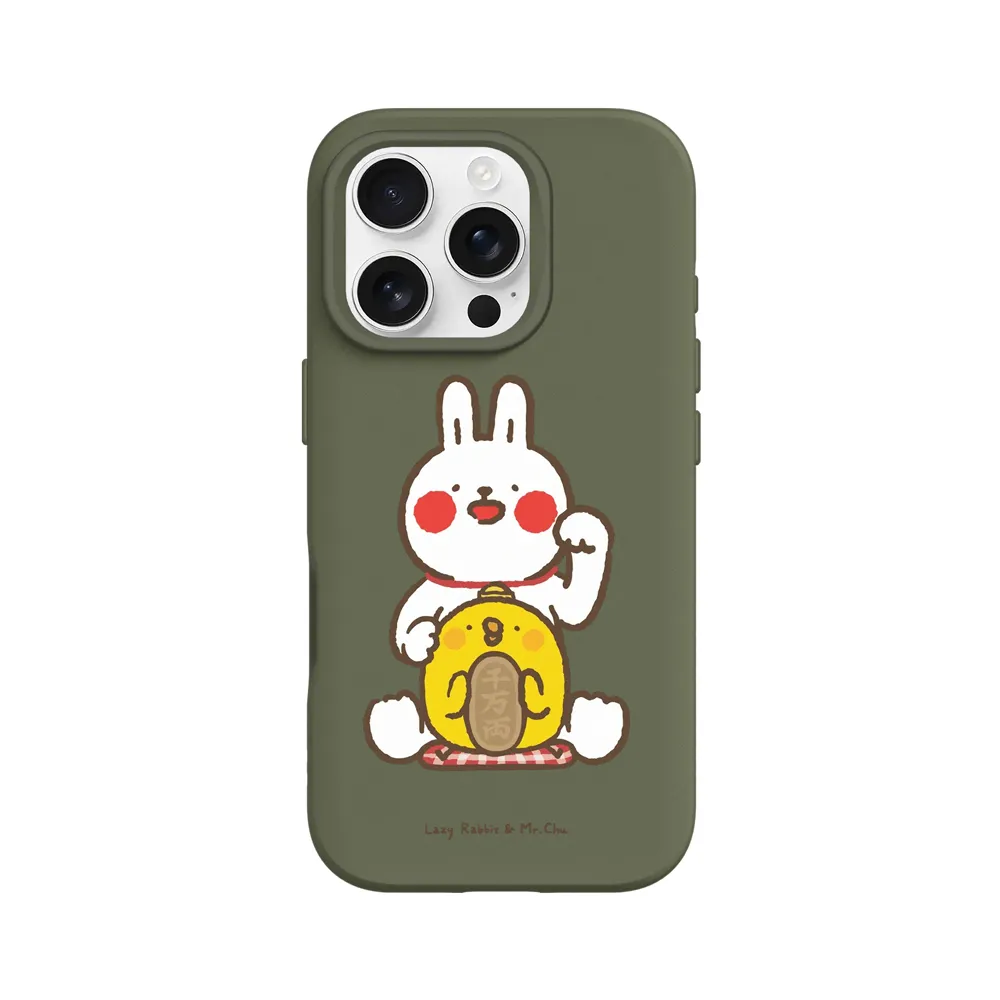 【RHINOSHIELD 犀牛盾】iPhone 16系列 SolidSuit MagSafe兼容 磁吸手機殼/招財(懶散兔與啾先生)